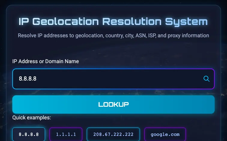 IP Geolocation project screenshot