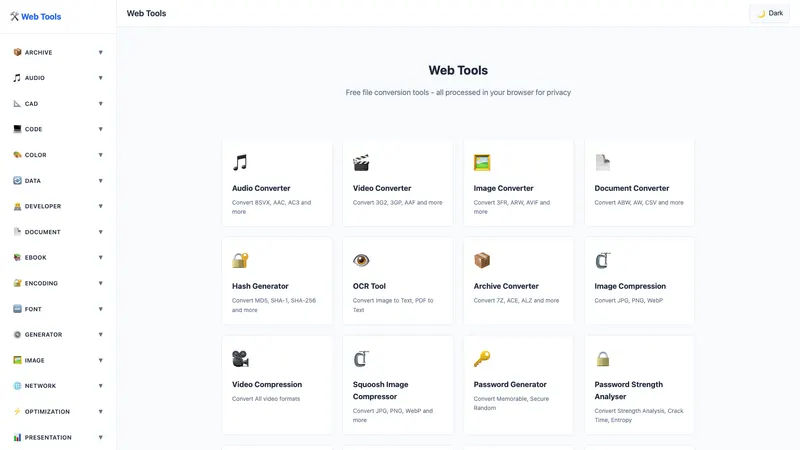 Web Tools project screenshot